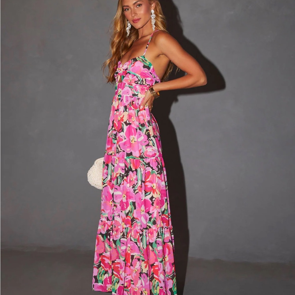 Vici Pink Floral Maxi Dress Size S - Picture 3 of 3